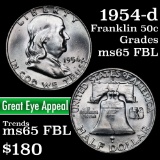 1954-d Franklin Half Dollar 50c Grades GEM FBL