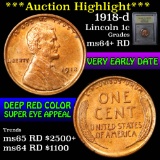 ***Auction Highlight*** 1918-d Lincoln Cent 1c Graded Choice+ Unc RD By USCG (fc)