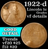 1922-d Lincoln Cent 1c Grades vf details