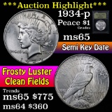 ***Auction Highlight*** 1934-p Peace Dollar $1 Graded GEM Unc By USCG (fc)