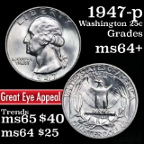 1947-p Washington Quarter 25c Grades Choice+ Unc