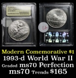 1991-1995-d WWII Modern Commem Dollar $1 Graded ms70, Perfection by USCG