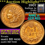 ***Auction Highlight*** 1907 Indian Cent 1c Graded GEM Unc RD By USCG (fc)