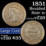1851 Braided Hair Large Cent 1c Grades vf, very fine