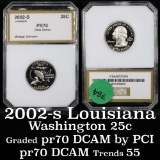 2002-s Louisiana Washington Quarter 25c Graded pr70 DCAM By PCI