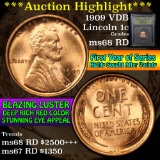 ***Auction Highlight*** 1909 vdb Lincoln Cent 1c Graded GEM+++ Unc RD By USCG (fc)