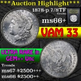 ***Auction Highlight*** 1878-p 7/8tf Morgan Dollar $1 Graded GEM++ Unc By USCG (fc)