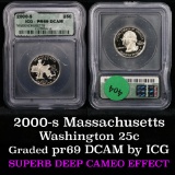 2000-s Massachusetts Washington Quarter 25c Graded pr69 dcam By ICG