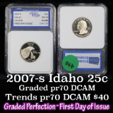 2007-s Idaho Washington Quarter 25c Graded GEM++ Proof Deep Cameo By IGS