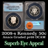 ANACS 2008-s Kennedy Half Dollar 50c Graded pr69 dcam By ANACS