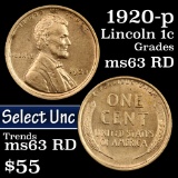 1920-p Lincoln Cent 1c Grades Select Unc RD