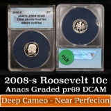 ANACS 2008-s Roosevelt Dime 10c Graded pr69 dcam By ANACS