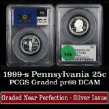 PCGS 1999-s Silver Pennsylvania Washington Quarter 25c Graded pr69 dcam By PCGS