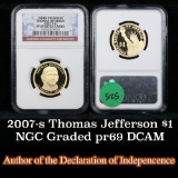 NGC 2007-s Thomas Jefferson Presidential Dollar $1 Graded pr69 dcam By NGC
