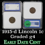 1915-d Lincoln Cent 1c Graded g4 By IGS