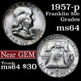 1957-p Franklin Half Dollar 50c Grades Choice Unc