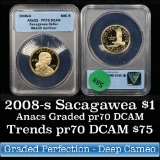 ANACS 2008-s Sacagawea Golden Dollar $1 Graded pr70 dcam By ANACS