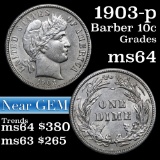 1903-p Barber Dime 10c Grades Choice Unc