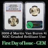 NGC 2008-d Martin Van Buren Presidential Dollar $1 Graded ms65 By NGC