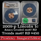 ANACS 2009-p Presidency Lincoln Cent 1c Graded  ms67 rd By ANACS