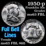 1950-p Franklin Half Dollar 50c Grades Select Unc FBL