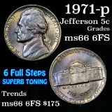 1971-p Jefferson Nickel 5c Grades GEM+ 6fs