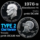 1976-s Type 2 Clad Eisenhower Dollar $1 Grades GEM++ Proof Deep Cameo
