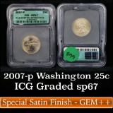 2007-p Satin Washington Washington Quarter 25c Graded sp67 By ICG
