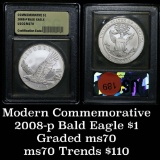 2008-p Bald Eagle Modern Commem Dollar $1 Graded ms70, Perfection by USCG