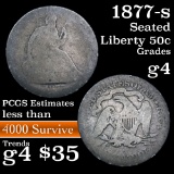 1877-s Seated Half Dollar 50c Grades g, good