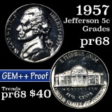 1957 Jefferson Nickel 5c Grades GEM++ Proof