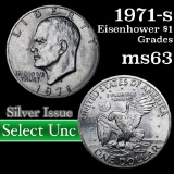 1971-s Silver Eisenhower Dollar $1 Grades Select Unc