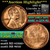 ***Auction Highlight*** 1917-d Lincoln Cent 1c Graded GEM Unc RD By USCG (fc)