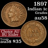 1897 Indian Cent 1c Grades Choice AU/BU Slider