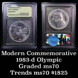 1983-p Olympics Modern Commem Dollar $1 Graded ms70, Perfection by USCG