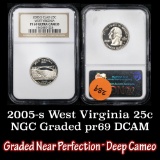 NGC 2005-s West Virginia Washington Quarter 25c Graded pr69 dcam By NGC