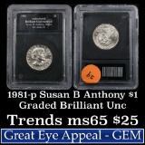 1981 Susan B. Anthony Dollar $1 Graded GEM By INB