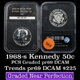 1968-s Kennedy Half Dollar 50c Graded GEM++ Proof Deep Cameo By PCS