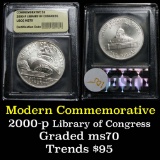 2000-p Library of Congress Modern Commem Dollar $1 Graded ms70, Perfection by USCG