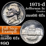 1971-d Jefferson Nickel 5c Grades GEM+ 6fs