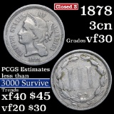 1873 Closed 3 Three Cent Copper Nickel 3cn Grades vf++