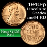1940-p Lincoln Cent 1c Grades Choice Unc RD