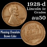 1928-d Lincoln Cent 1c Grades AU, Almost Unc