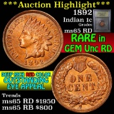 ***Auction Highlight*** 1892 Indian Cent 1c Graded GEM Unc RD By USCG (fc)