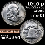1949-p Franklin Half Dollar 50c Grades Select Unc