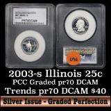 2003-s Silver Illinois Washington Quarter 25c Graded GEM++ Proof Deep Cameo By PCC