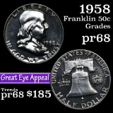 1958 Franklin Half Dollar 50c Grades GEM++ Proof