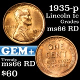 1935-p Lincoln Cent 1c Grades GEM+ Unc RD