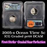 2005-s Ocean View Jefferson Nickel 5c Graded pr69 dcam By ICG