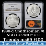 NGC 1996-d Smithsonian Modern Commem Dollar $1 Graded ms69 By NGC